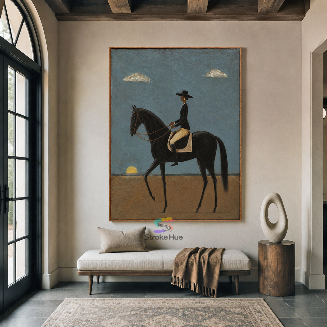 Dusk Cloud Rider-Black Horse Painting