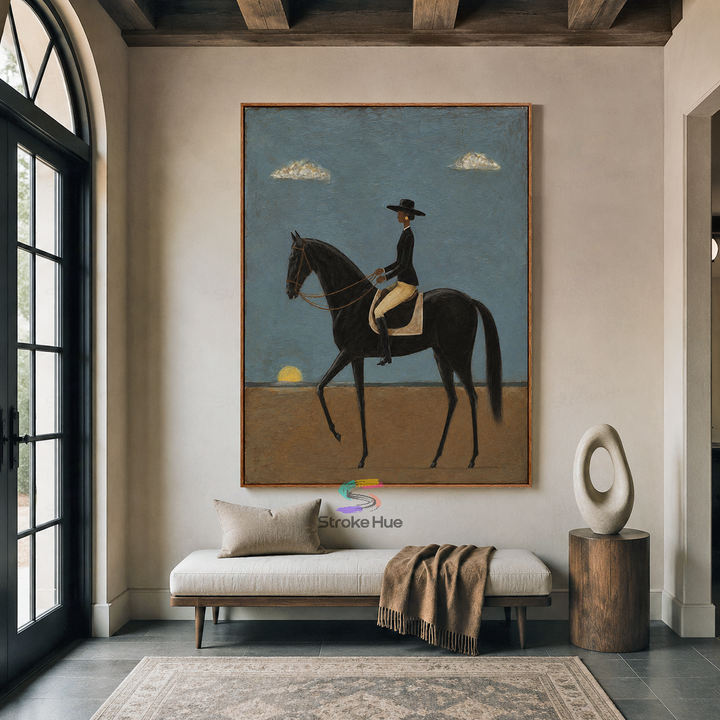 Dusk Cloud Rider-Black Horse Painting