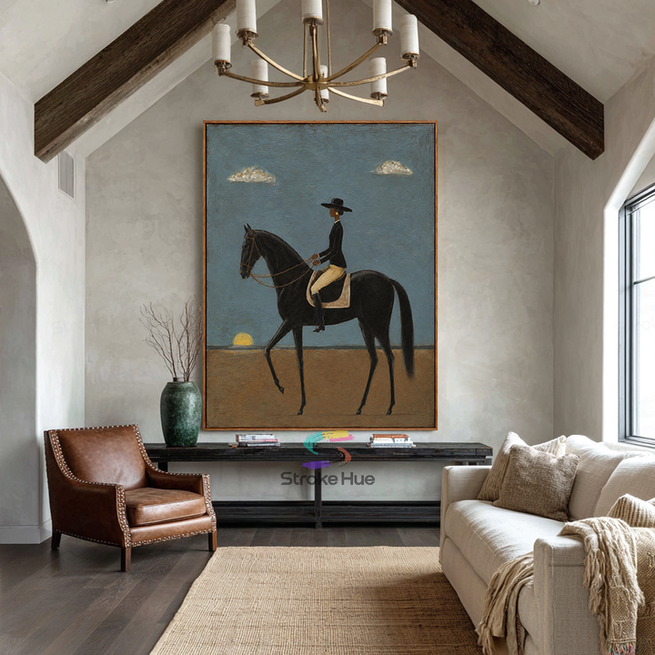 Dusk Cloud Rider-Black Horse Painting