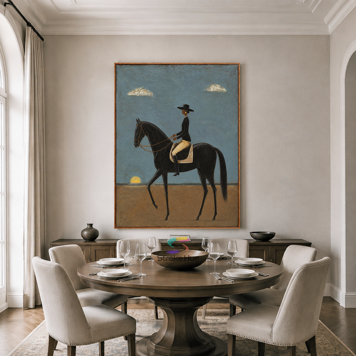 Dusk Cloud Rider-Black Horse Painting