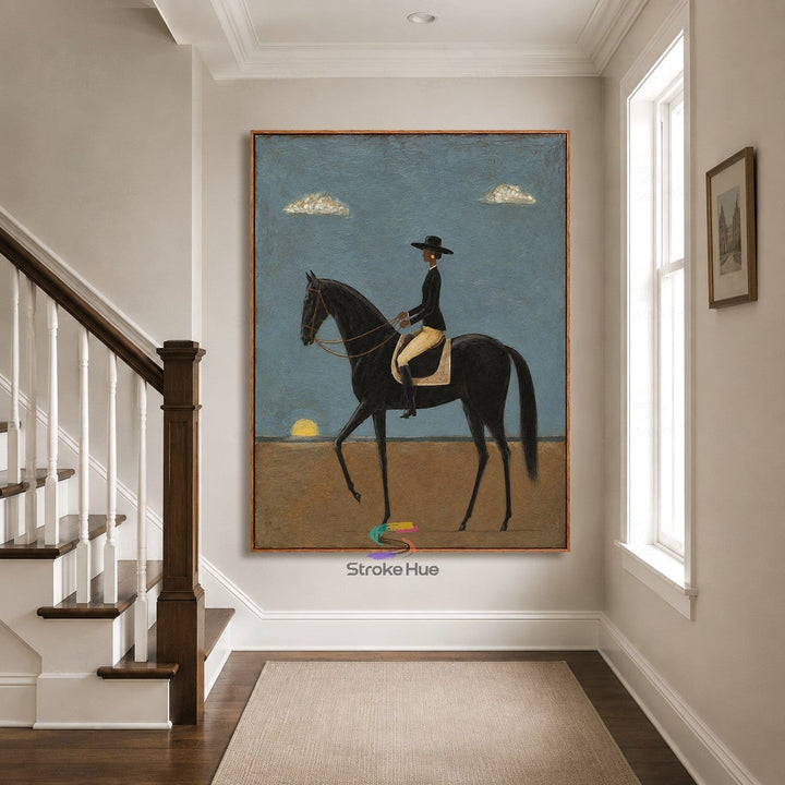 Dusk Cloud Rider-Black Horse Painting