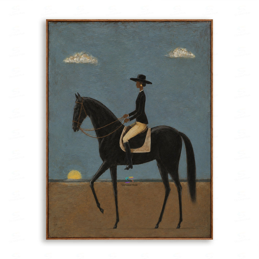 Dusk Cloud Rider-Black Horse Painting