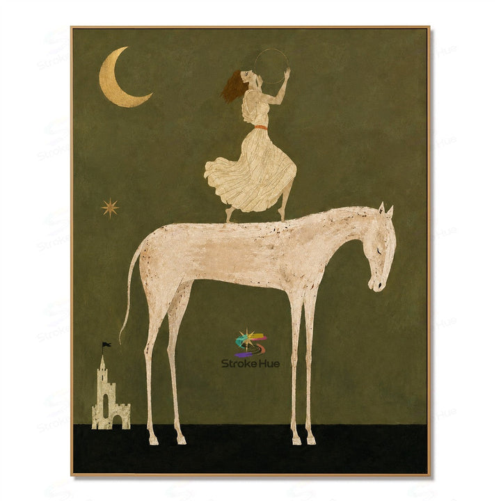 Moon Halo Maiden-Fantasy Horse Painting