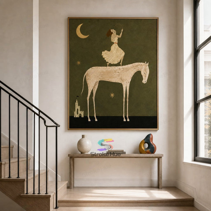 Moon Halo Maiden-Fantasy Horse Painting