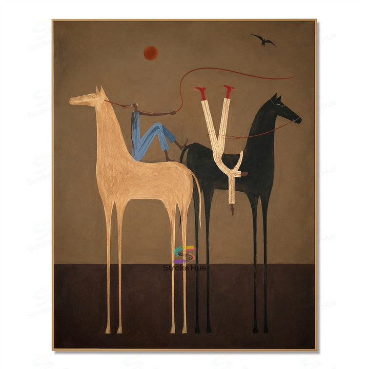 Red Thread Riders-Two Horse Painting
