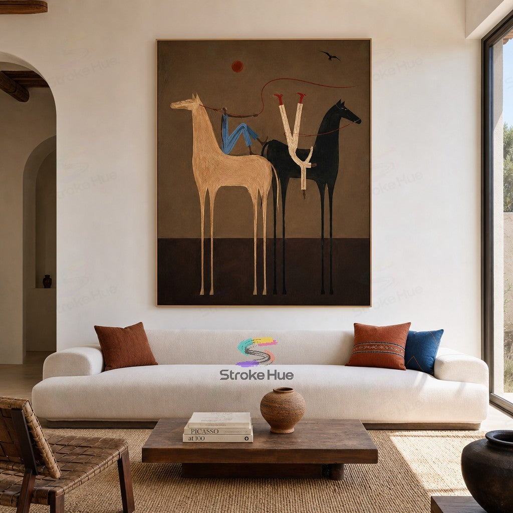 Red Thread Riders-Two Horse Painting