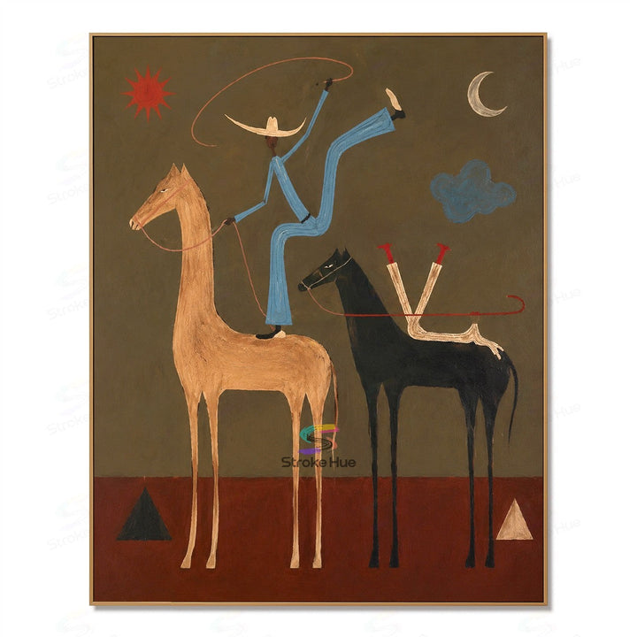 Blue Lasso Riders-Two Horse Painting