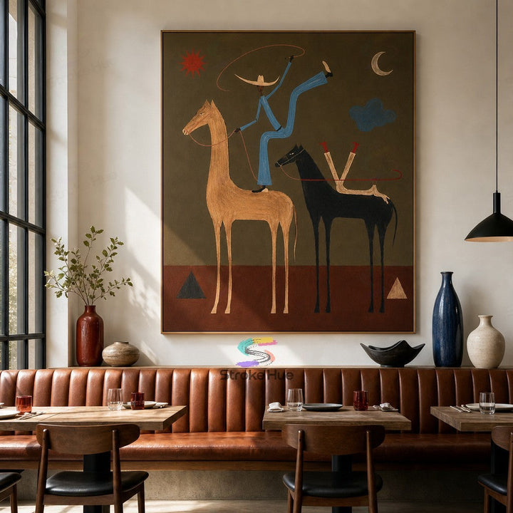 Blue Lasso Riders-Two Horse Painting