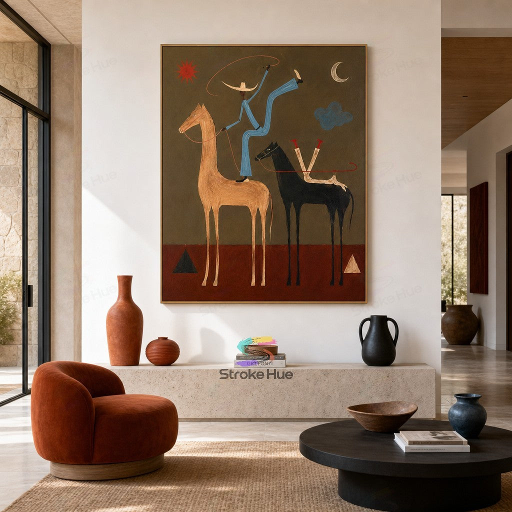 Blue Lasso Riders-Two Horse Painting