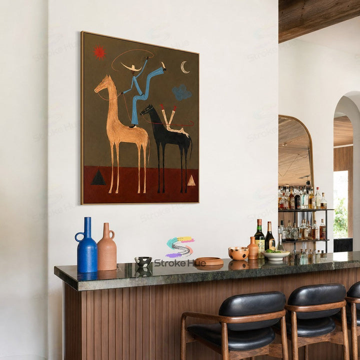 Blue Lasso Riders-Two Horse Painting