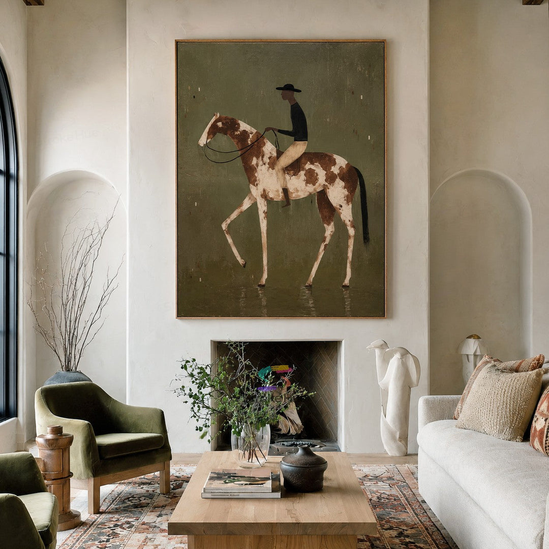 Olive Pinto Rider-Spotted Horse Painting