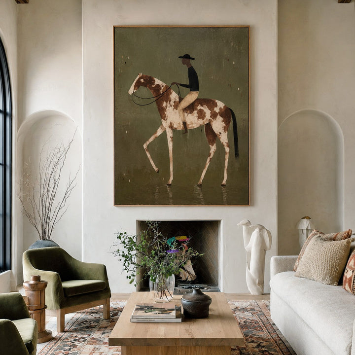 Olive Pinto Rider-Spotted Horse Painting