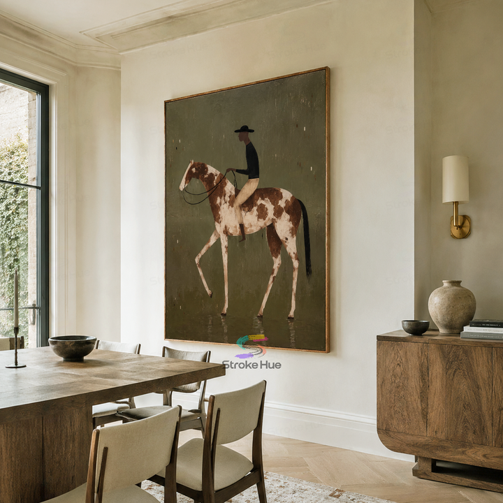 Olive Pinto Rider-Spotted Horse Painting