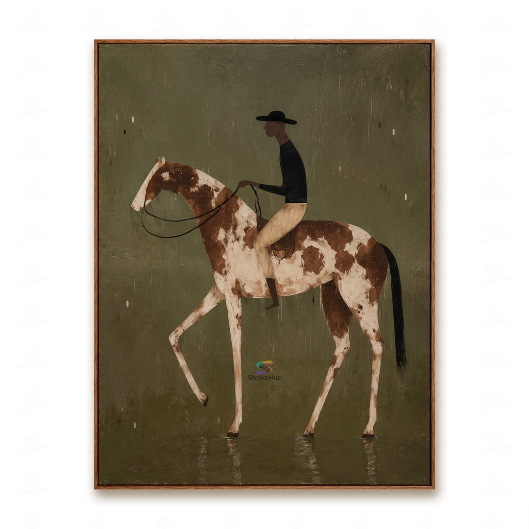 Olive Pinto Rider-Spotted Horse Painting