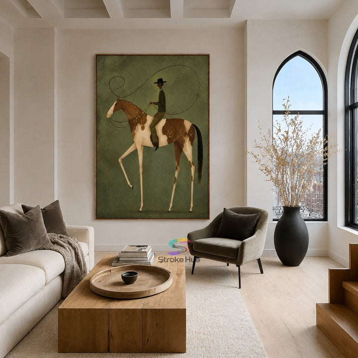 Lasso Trail Rider-Spotted Horse Painting