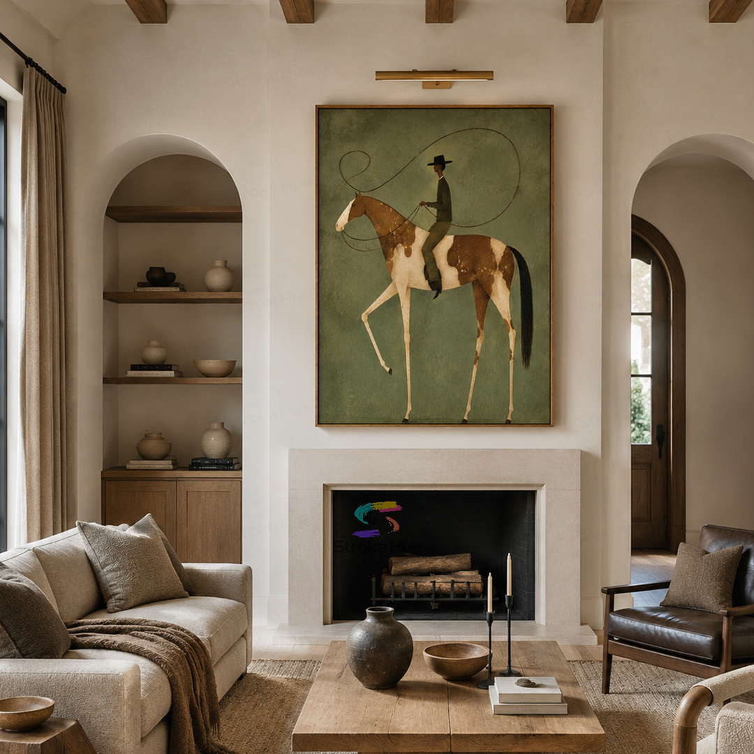 Lasso Trail Rider-Spotted Horse Painting
