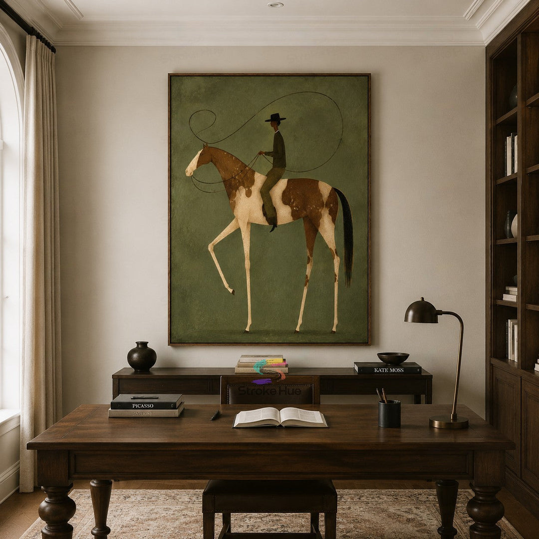 Lasso Trail Rider-Spotted Horse Painting