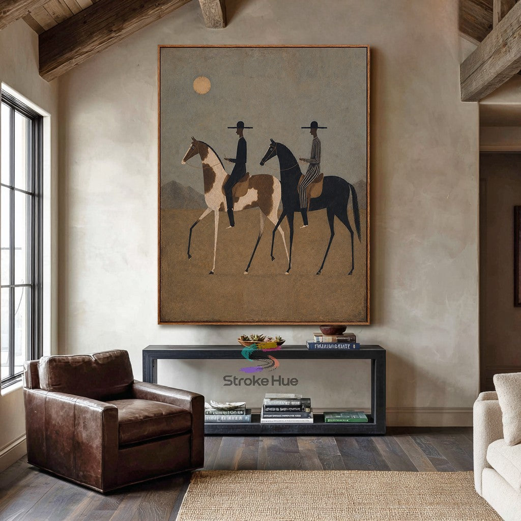 Sunlit Plain Riders-Two Horse Painting