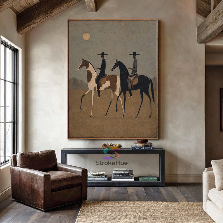 Sunlit Plain Riders-Two Horse Painting