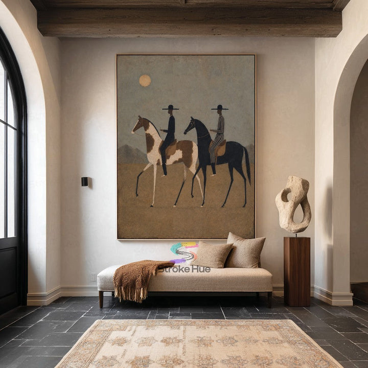 Sunlit Plain Riders-Two Horse Painting