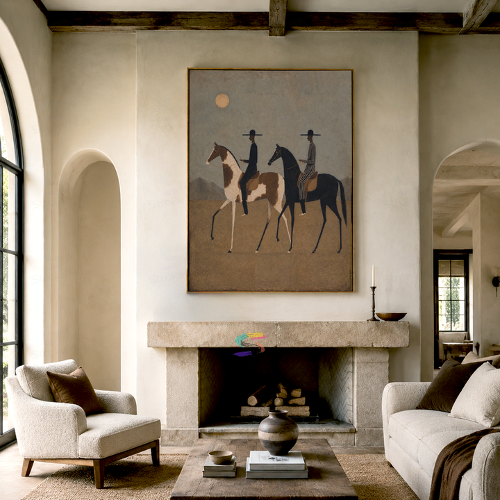 Sunlit Plain Riders-Two Horse Painting