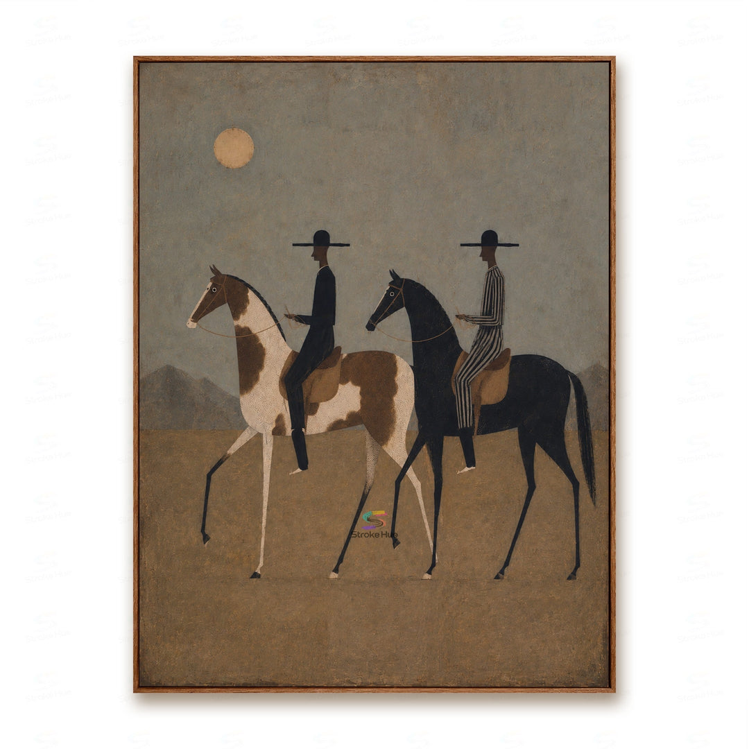Sunlit Plain Riders-Two Horse Painting