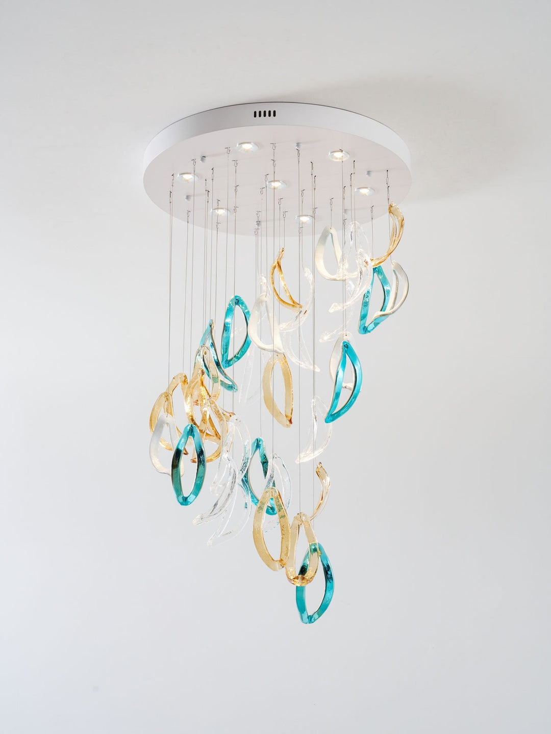 Aqua Ripple Glass Art Customize Chandelier