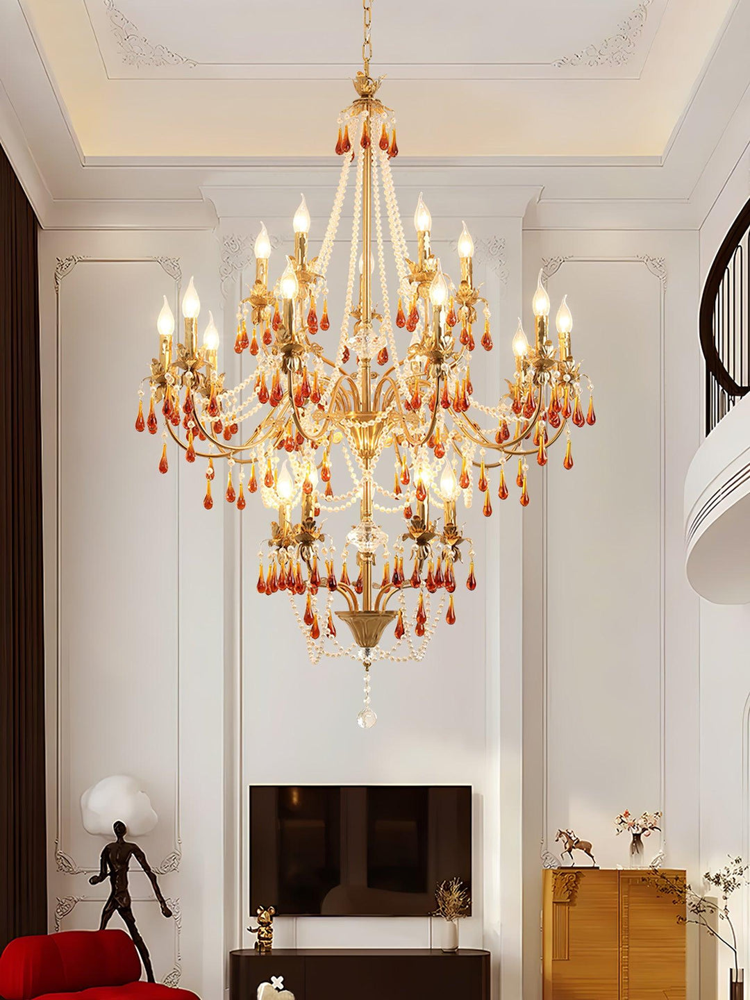 Aureate Amber Crystal Chandelier