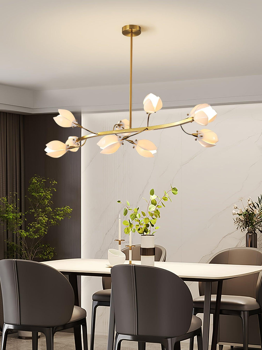 Porcelain Magnolia Gasolier Chandelier