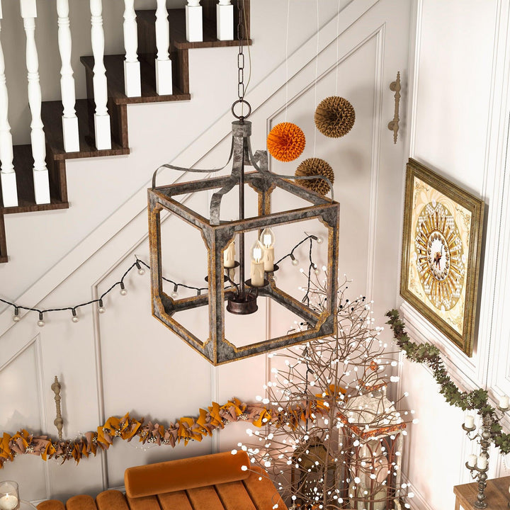 Boho Rustic Cube Chandelier