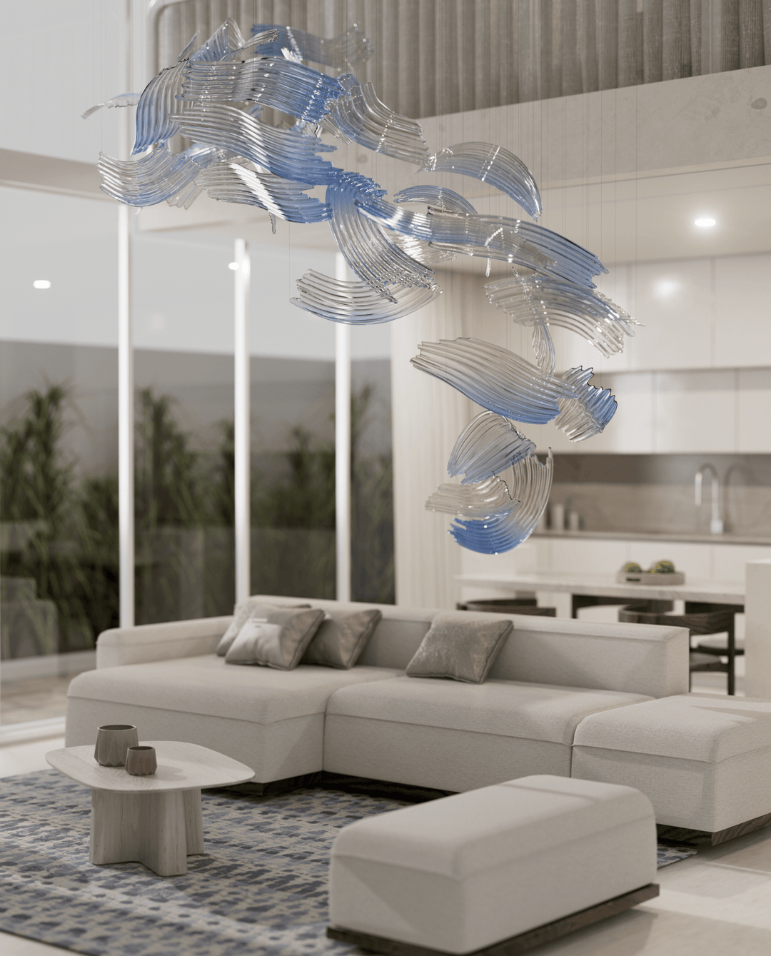 Brush Art Glass Chandelier