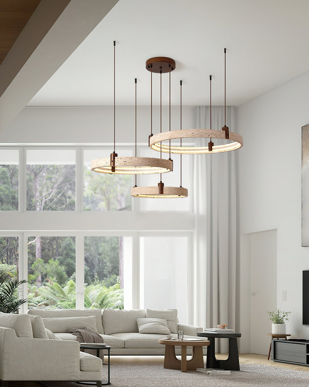Celestial Orbit Travertine Chandelier