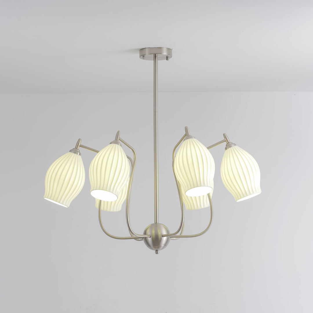 Ceramic Ribbed Chandelier