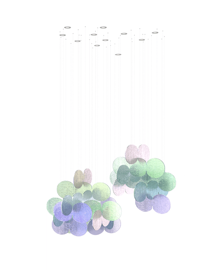 Clouds Iridescent Disc Chandelier