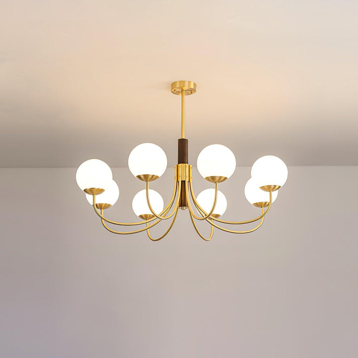 Midas Touch Walnut Sphere Ceiling fixture Chandelier