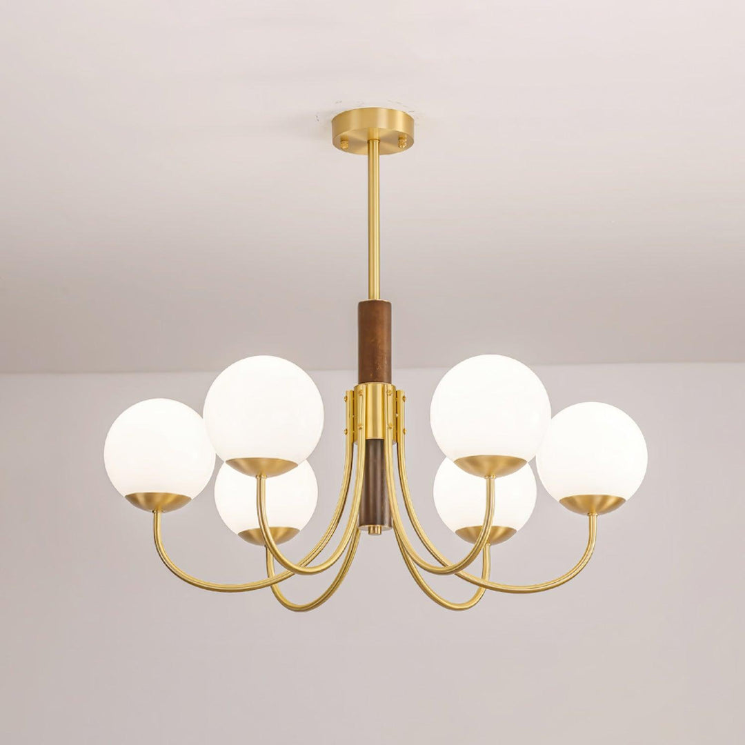 Midas Touch Walnut Sphere Ceiling fixture Chandelier
