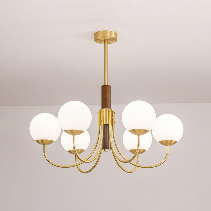 Midas Touch Walnut Sphere Ceiling fixture Chandelier