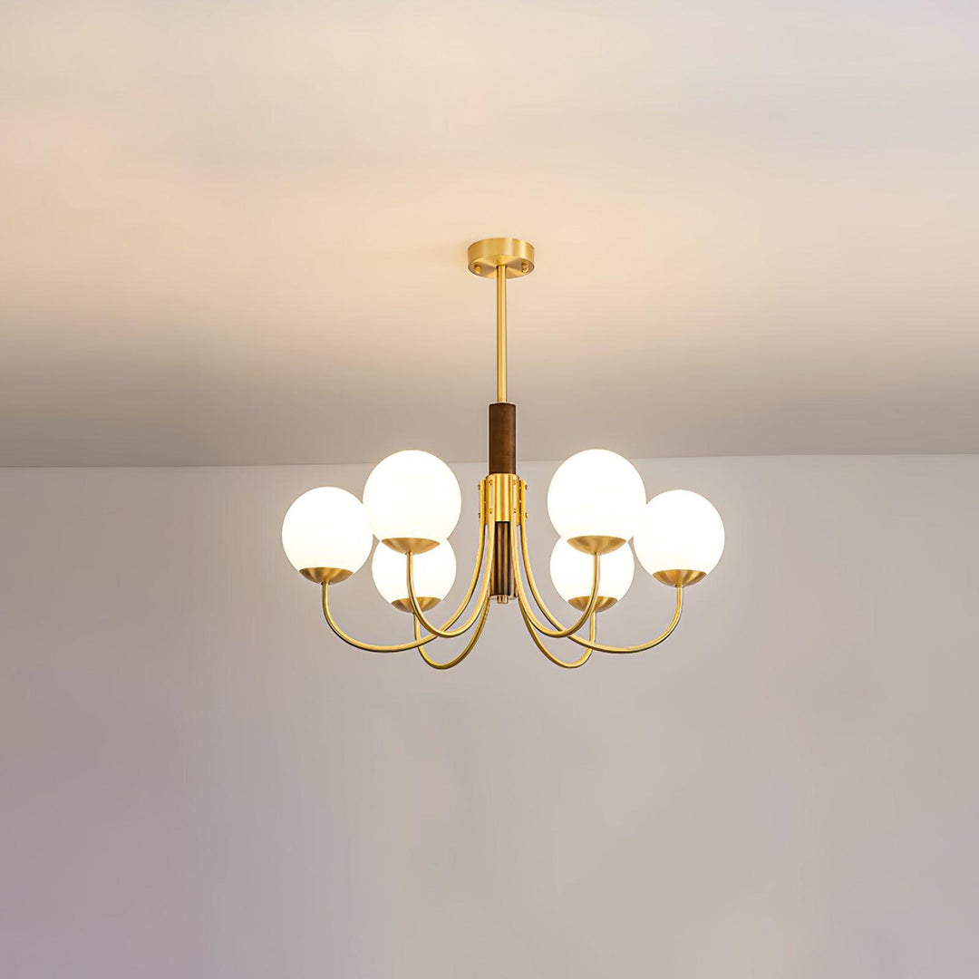 Midas Touch Walnut Sphere Ceiling fixture Chandelier