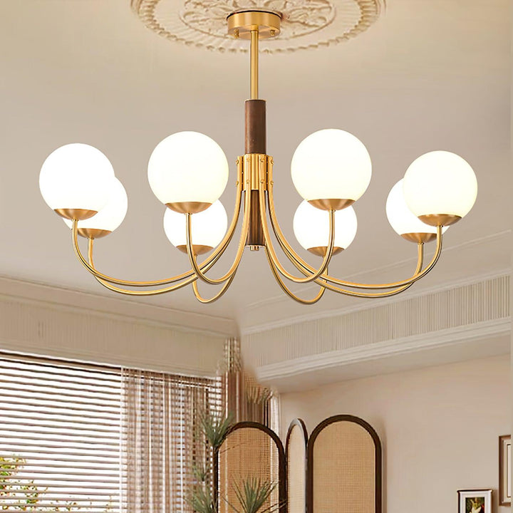 Midas Touch Walnut Sphere Ceiling fixture Chandelier