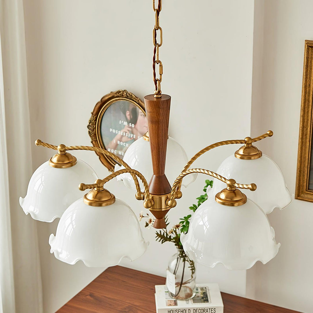 Milky Flower Gasolier Chandelier