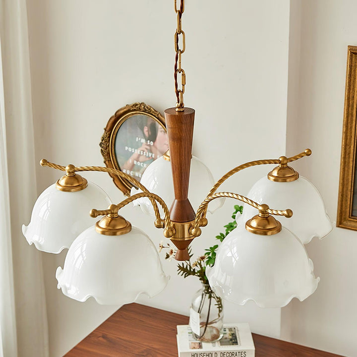 Milky Flower Gasolier Chandelier