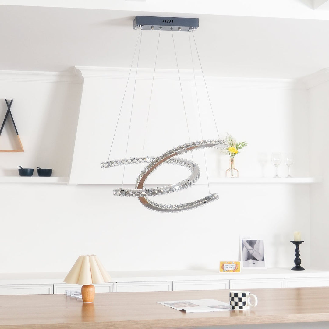 Modern Crystal Double C Chandelier
