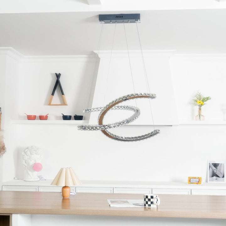 Modern Crystal Double C Chandelier