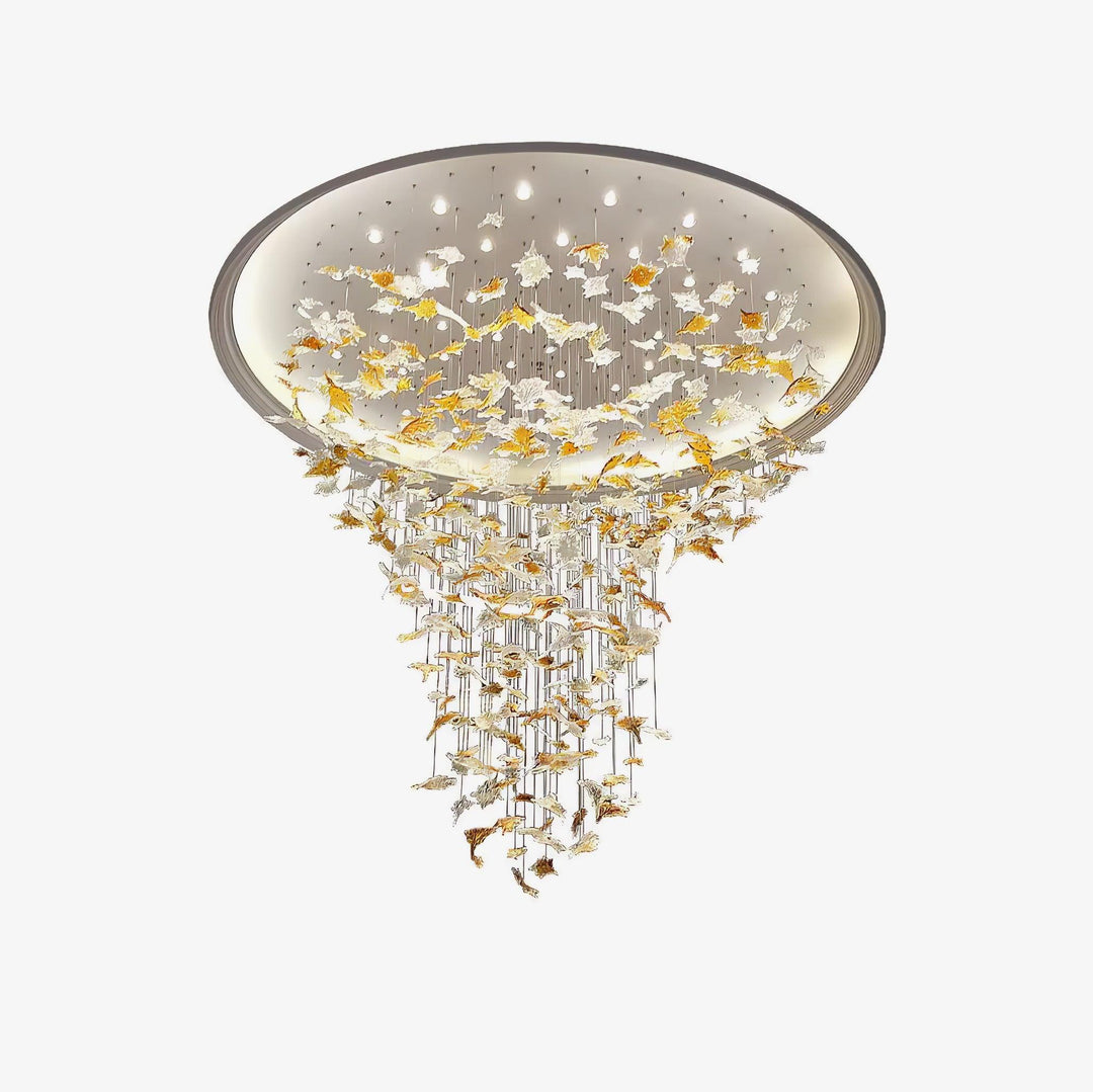 Multicolor Crystal Maple Leaf Electrolier Chandelier
