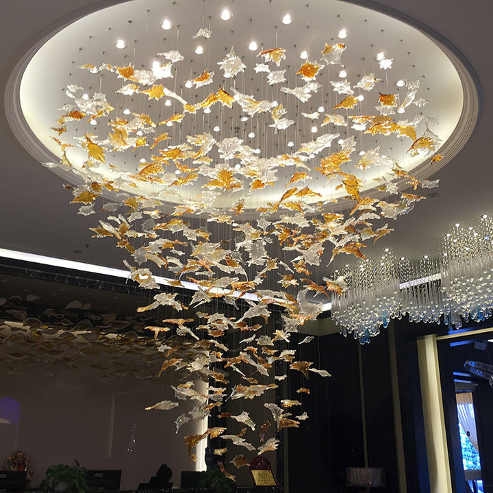 Multicolor Crystal Maple Leaf Electrolier Chandelier