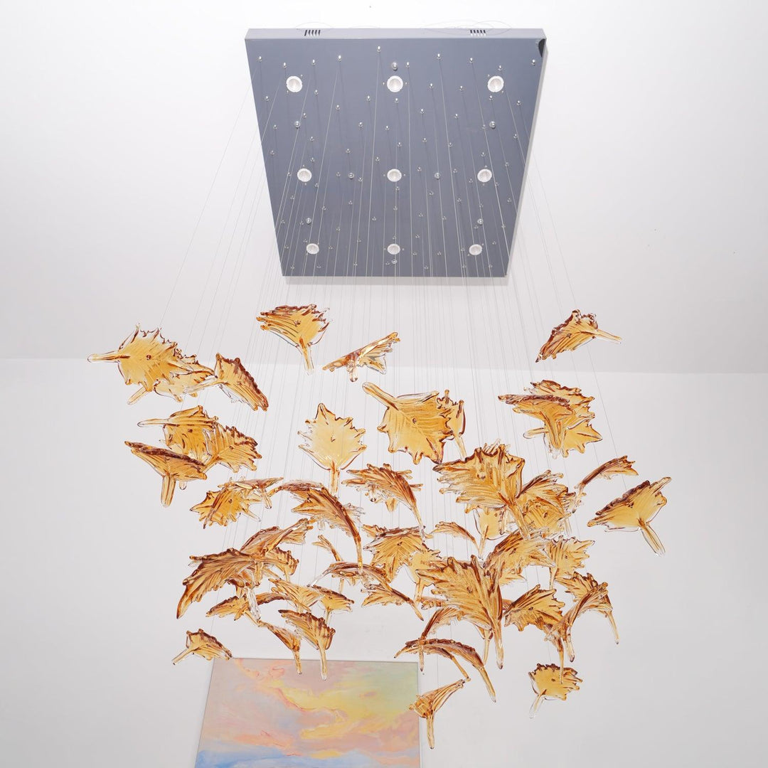 Multicolor Crystal Maple Leaf Electrolier Chandelier