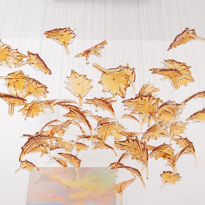 Multicolor Crystal Maple Leaf Electrolier Chandelier