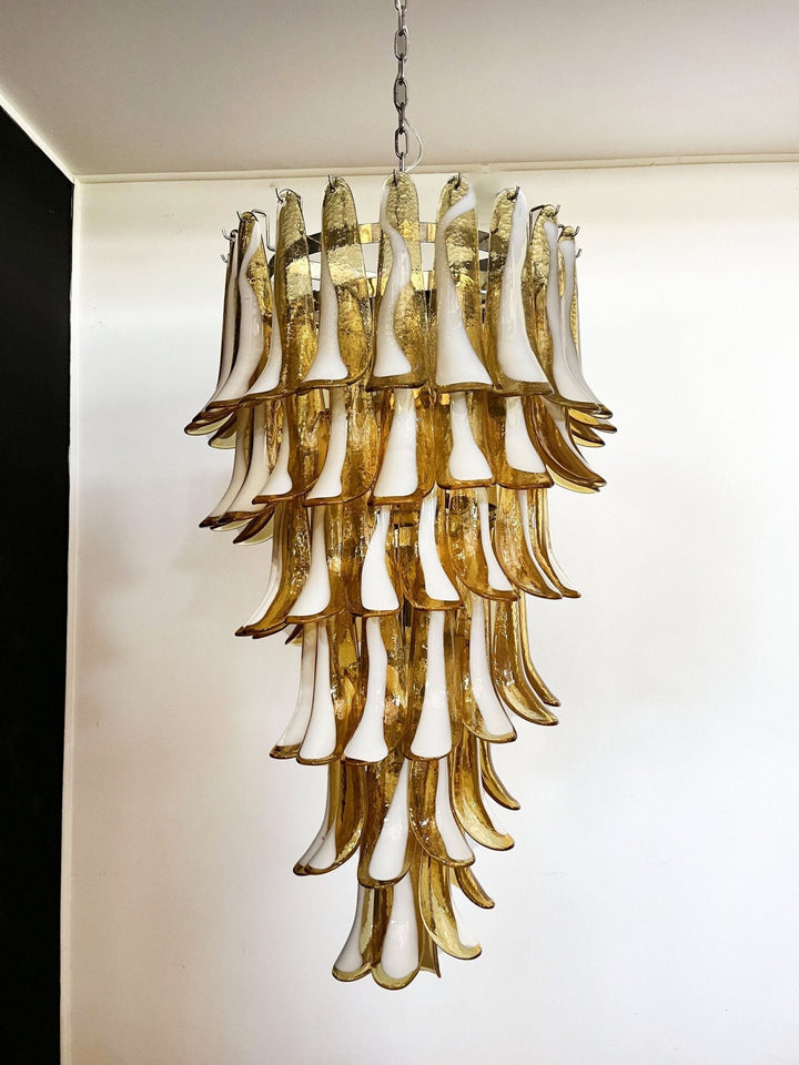Murano Amber Petals Spiral Electrolier Chandelier