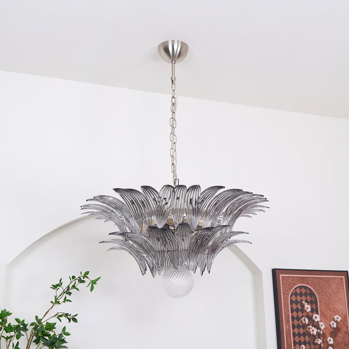 Murano Palmette Transparent Candelabrum Chandelier