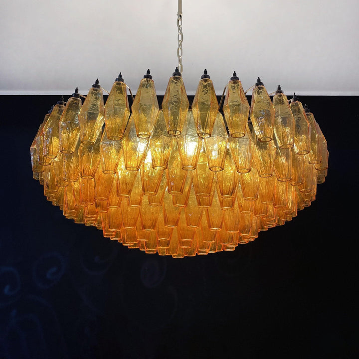 Murano Rhombus Amber Glass Crown Chandelier